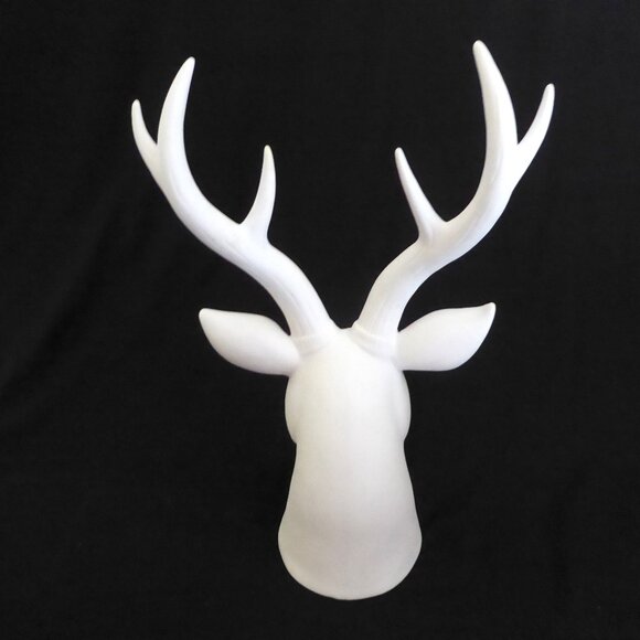 NEW 15” PORCELAIN WHITE STAG DEER ANTLERS HEAD TABLE TOP PORCELAIN STATUE - Picture 6 of 12
